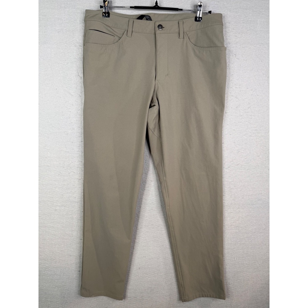 Lululemon Commission Pants Mens 34 Tan Khaki Slim Fit Technical Golf Trousers